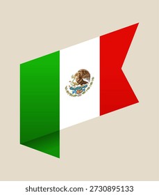 Bandera mexicana de Vector con escudo de armas en un estilo de cinta ondulante para las fiestas nacionales..