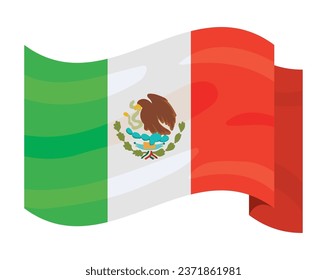 mexican flag waving illustration isolated