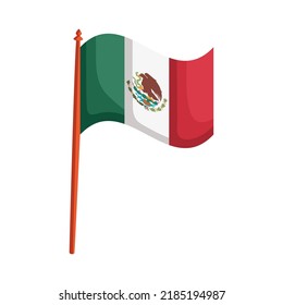 Mexican Flag Waving In Pole