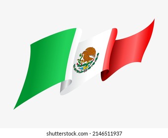 Bandera mexicana ondeando fondo abstracto. Ilustración vectorial.