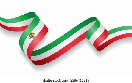Mexican flag wavy abstract background. Vector illustration.