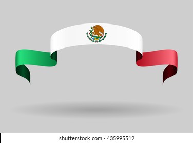 Mexican flag wavy abstract background. Vector illustration.