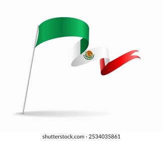 Layout de plano de fundo ondulado de bandeira mexicana. Ilustração vetorial.