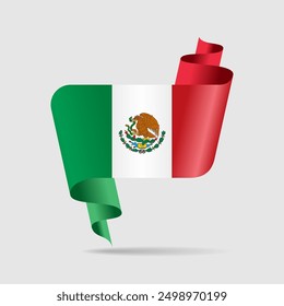 Mexican flag wavy ribbon background. Vector illustration.