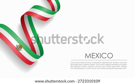 Mexican flag wavy ribbon, ideal for patriotic or cultural design themes. Vector illustration.