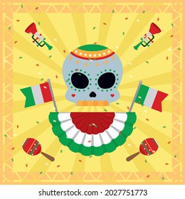 mexican flags and skull celebration