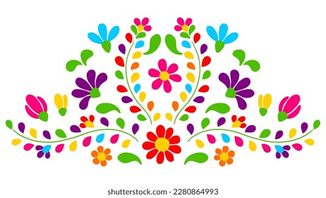 Mexican floral embroidery. Traditional ornament of flowers and leaves.