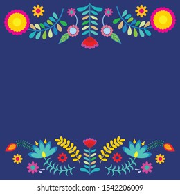 A Mexican floral ornament vector postcard