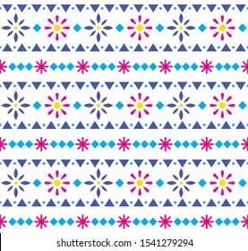 Mexican floral seamless textile vector pattern, vibrant folk art design with flowers and abstract shapes


Coloful repetitive decoration, happy retro design form Mexico, vibrant greeting card 