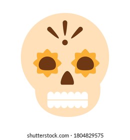 mexican floral skull spooky decoration celebration flat icon vector illustration