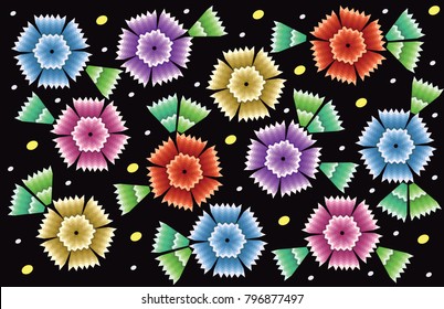 Mexican flower design - Carnations