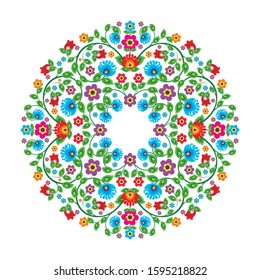 Mexican flower embroidery vector with circle design, suitable for greeting card, wedding or party invitation and other, trendy, simple and elegant design