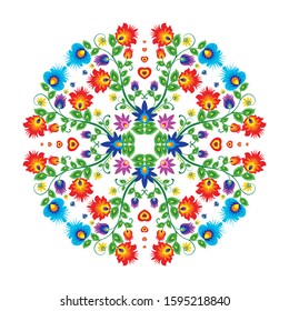 Mexican flower embroidery vector with circle design, suitable for greeting card, wedding or party invitation and other, trendy, simple and elegant design