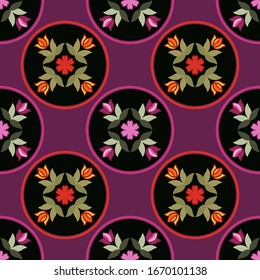 Mexican flowers. Ethnic boho ornament. Seamless pattern. Tribal motif. Vector illustration for web design or print.