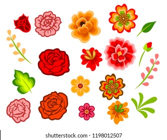 Mexican flowers isolated on white. Decoration for Day of the Dead