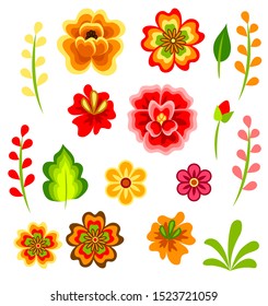 Mexican flowers isolated on white. Decoration for Day of the Dead, Dia de los Muertos