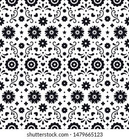 Mexican Folk Art Seamless Pattern Flowers Stock Vector (Royalty Free ...