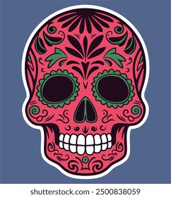 Mexican folk art style Halloween skull