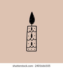 Mexican Folk Candle. Minimal Hand Drawn Line Graphic. Modern Stylized Vector Illustration