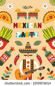 Mexican folk card invitation.