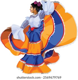 Mexican Folk Dancer Girl Vector