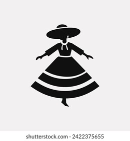 Mexican folk dancers icon - Simple Vector Illustration