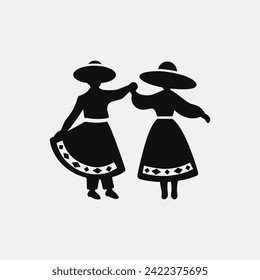 Mexican folk dancers icon - Simple Vector Illustration