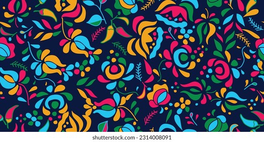 Mexican folk floral seamless pattern. Seamless vintage background. Design for texture,fabric,clothing,wrapping,decoration,scarf. 