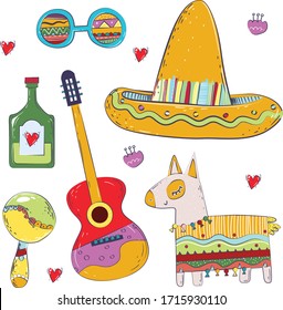 mexican folk objects in vector