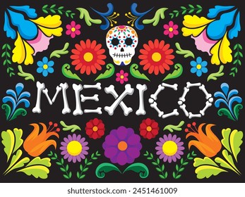 Mexican folk style pattern vector background