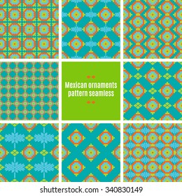 Mexican Folkloric  tracery. Set bright seamless patterns for fabrics, prints, scrapbooking, wallpapers.