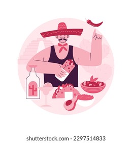 Mexican food abstract concept vector illustration. Latin american cuisine, mexican restaurant, burrito recipe, tex mex food, traditional cooking, spicy dish, ethnic dinner menu abstract metaphor.