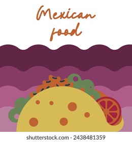 Mexican food background. Flat mexican food illustration background with food icons