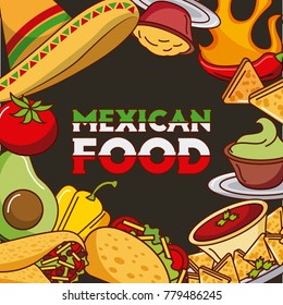 mexican food card differents ingredients menu