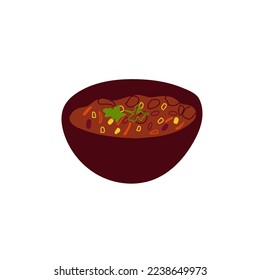 Mexican food Chili Con Carne illustration isolated on white background