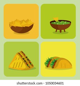 Mexican food collection on frames
