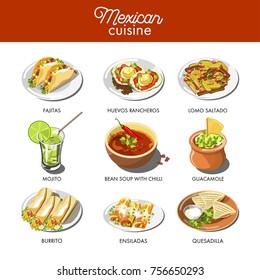 Mexican food cuisine traditional dishes of meal dishes