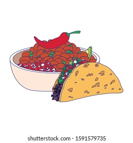 Mexican food design, Mexico culture tourism landmark latin and party theme Vector illustration