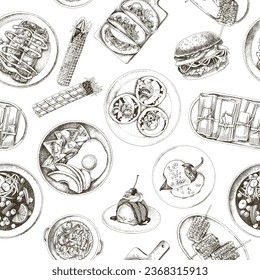 Mexican food dishes seamless pattern