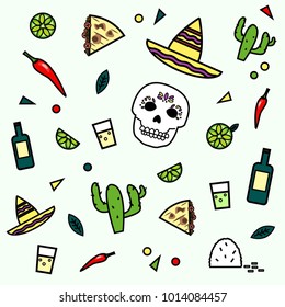 Mexican Food Drink Isolated Elements Illustration Stock Vector (Royalty ...