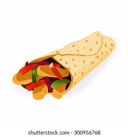 Mexican food fajita or burrito vector illustration