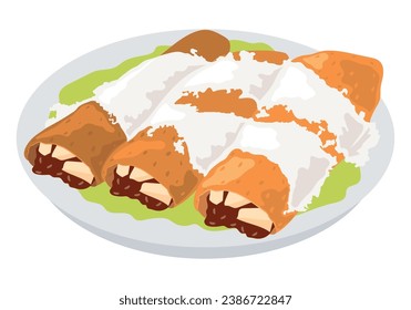 mexican food flautas vector isolated