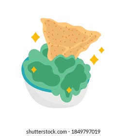 mexican food guacamole and nachos, mexico culture vector illustration