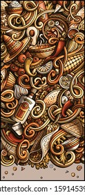 Mexican food hand drawn doodle banner. Cartoon detailed flyer. Mexica cuisine identity with objects and symbols. Color vector design elements background