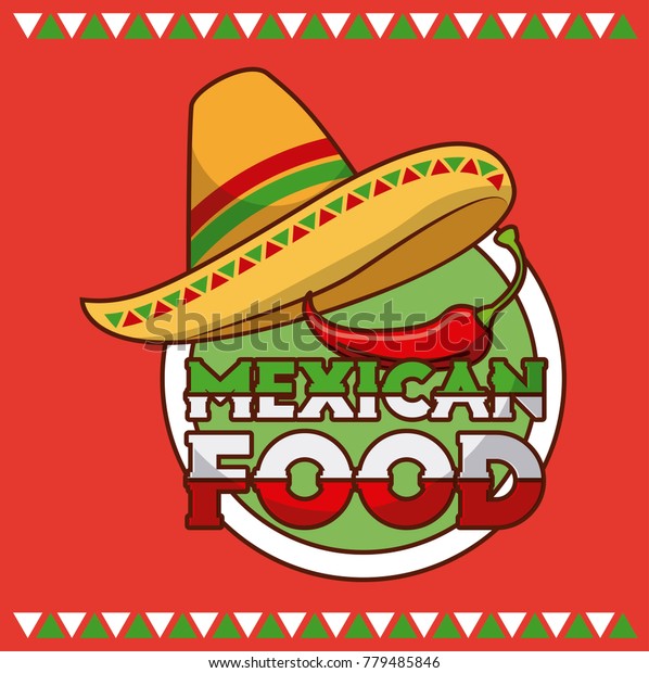 Mexican Food Hat Chili Pepper Card Stock Vector (Royalty Free ...