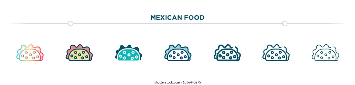 ícono de comida mexicana diseñado en gradiente, relleno, de dos colores, línea delgada y estilo de contorno. ilustración vectorial de íconos del vector alimentario mexicano. se puede usar para móviles, ui, web

