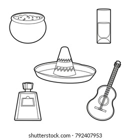 Mexican food icon set design