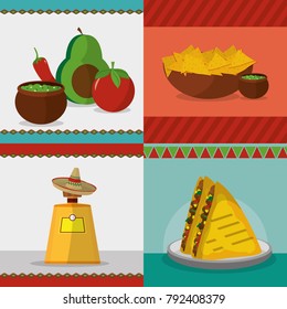 Mexican food icon set design