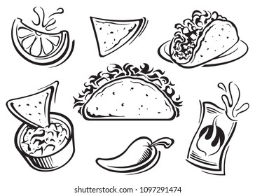 Mexican food icons