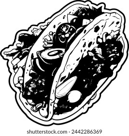 Mexican food icons. Cartoon illustrations of traditional Mexican food isolated on a white background